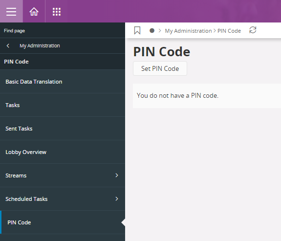 Set PIN Code